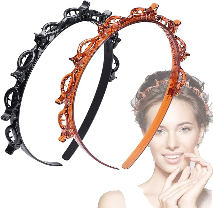 JASSINS 2 Pcs Bangs Hairstyle Hairpin Headband, Professional Weave Bangs Clip, Toothed Headband B... | Amazon (US)