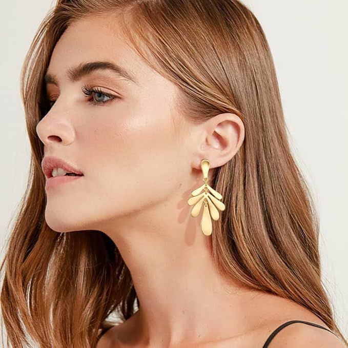 Gold Silver Leaf Earrings for Women Fashion Drop Earrings Boho Earrings Gift | Amazon (US)