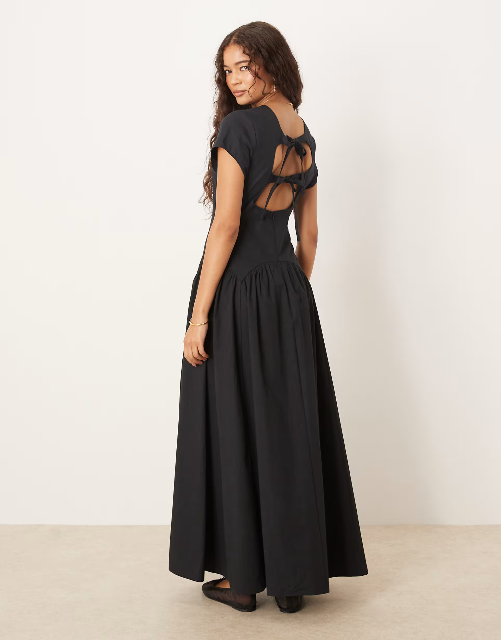 ASOS DESIGN dropped waist t-shirt with tie detail maxi dress in black | ASOS | ASOS (Global)