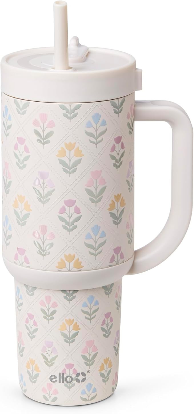 Ello Oasis 30oz Stainless Steel Water Bottle - Flower Quilt | Amazon (US)