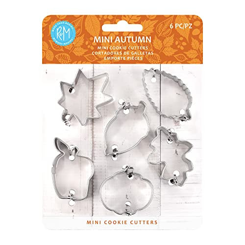 R&M International Mini Autumn Leaf Cookie Cutters, Acorn, Pumpkin, Oak, Maple, Aspen, Apple, 6-Piece Set in Gift Tin | Amazon (US)