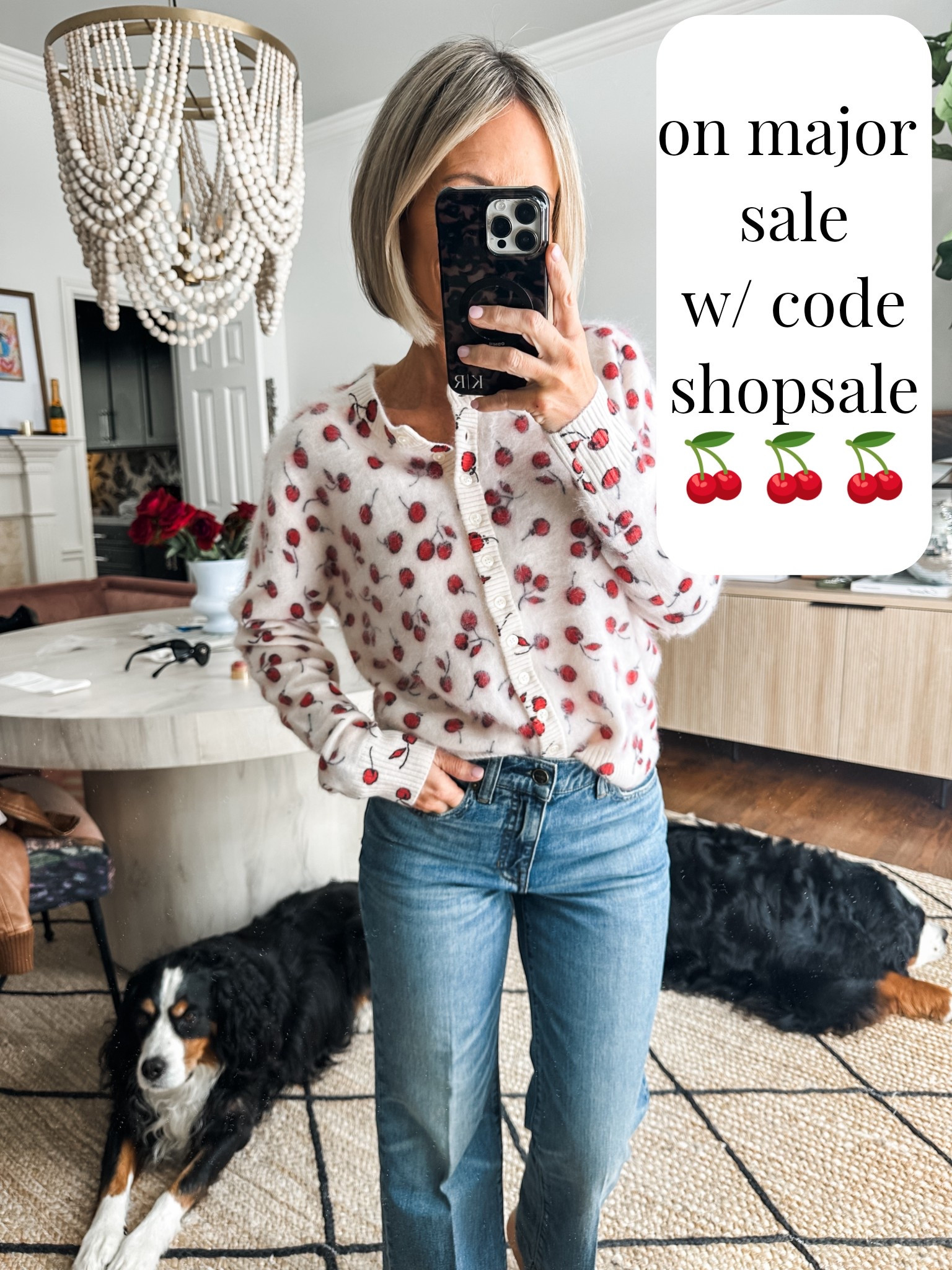 this super soft cashmere cardigan with the cutest cherry print is on Major markdown now @jcrew 
save an extra 30 % with code shopsale
i’m in my true size xs

#LTKSaleAlert #LTKmomlife #LTKOver40