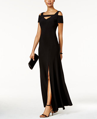 Nightway Cold-Shoulder Keyhole Gown - Macy's | Macys (US)