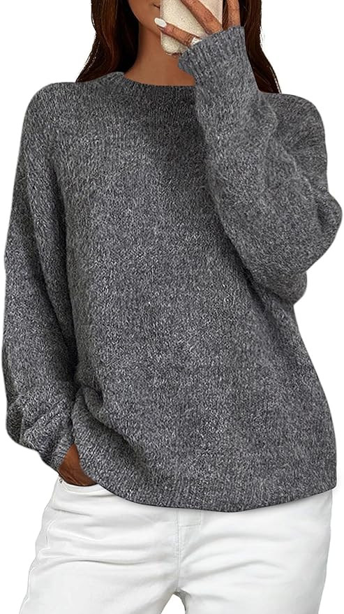 PRETTYGARDEN Womens Fall Long Sleeve Sweater Crew Neck Fuzzy Loose Fit Chunky Knit Oversized Pull... | Amazon (US)