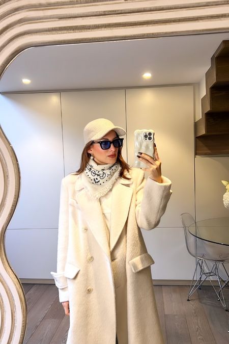 Cream coat, winter outfit, cap outfit, cream outfit, bandana scarf, ootd, outfit inspiration 

#LTKstyletip #LTKSeasonal #LTKeurope