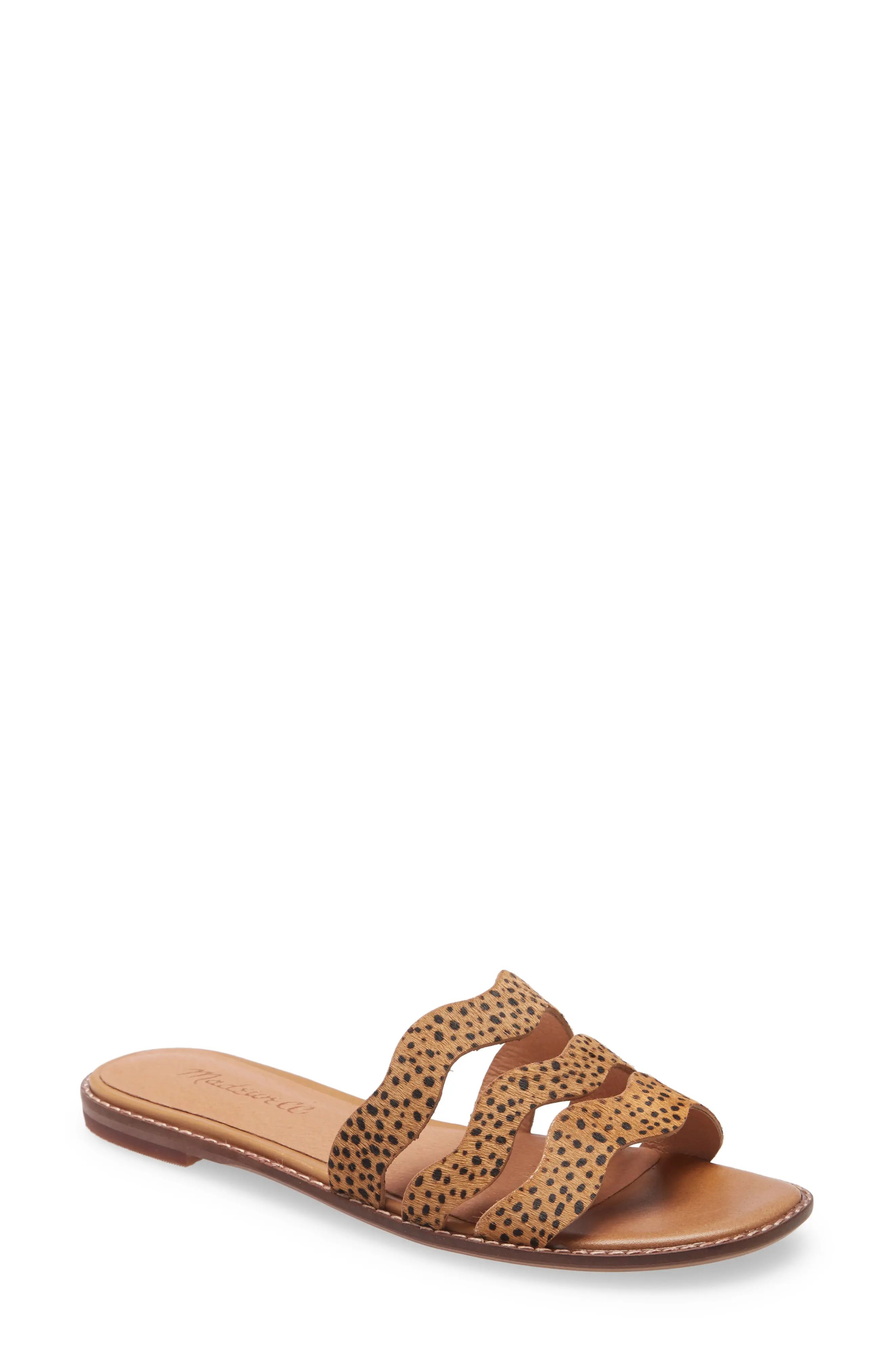 Madewell The Wave Slide Sandal in Tigers Eye Calf Hair at Nordstrom, Size 6 | Nordstrom