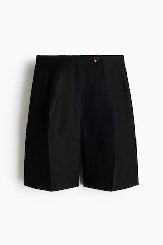 H & M - Linen-blend Bermuda shorts - Black | H&M (UK, MY, IN, SG, PH, TW, HK)