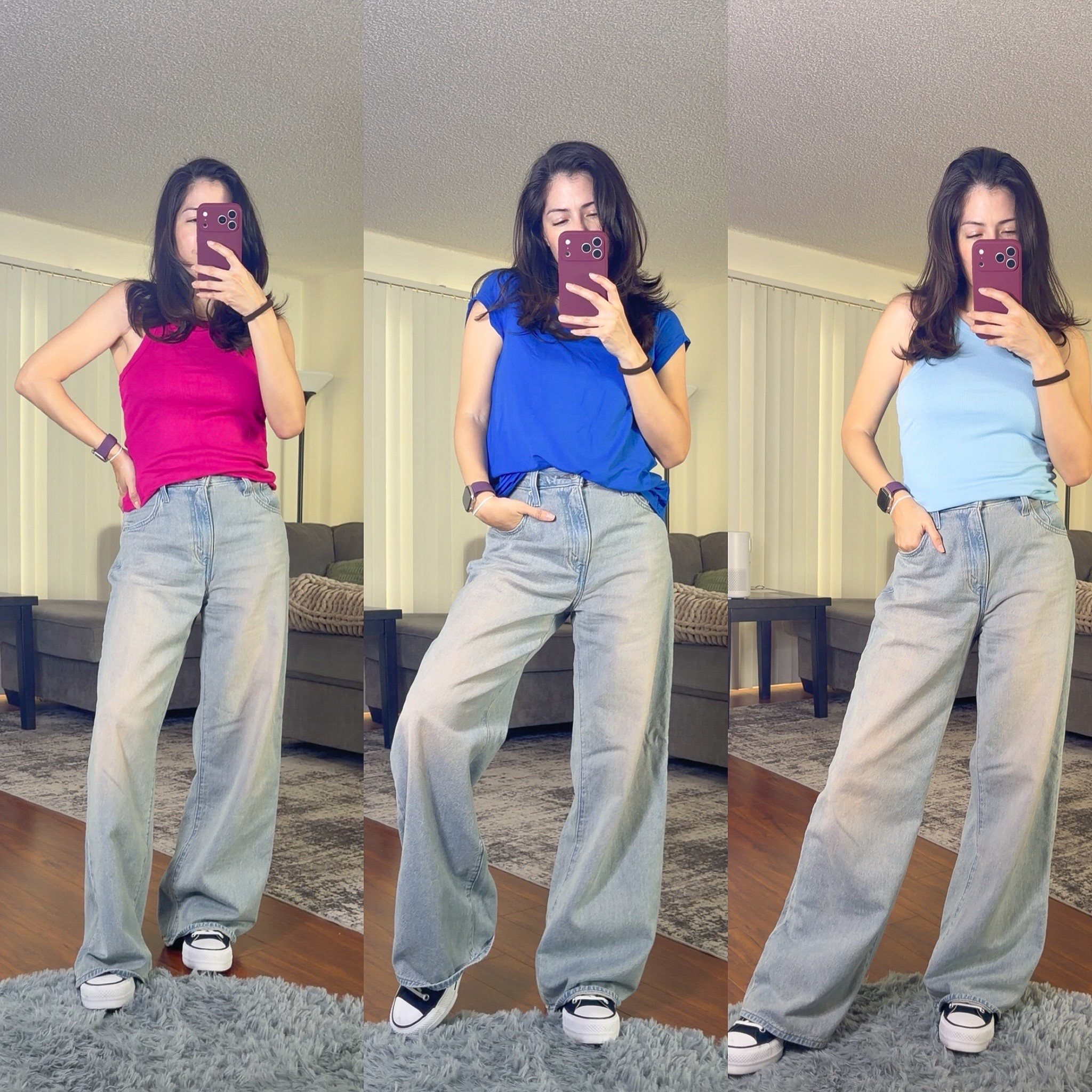 As a busy mom and being chronically ill I’m always looking for comfort but put together. These  jeans and sneakers are so comfy that you can easily mix and match with different tops and these colors are great for spring. They are comfy, light and airy. 
Wearing M, S, M tops in order left to right.
Size 26 by 31 jeans.


#LTKootd #LTKSeasonal #LTKOver40