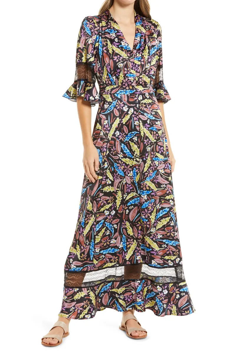 BTFL-life Floral Print Three-Quarter Sleeve Maxi Dress | Nordstrom | Nordstrom