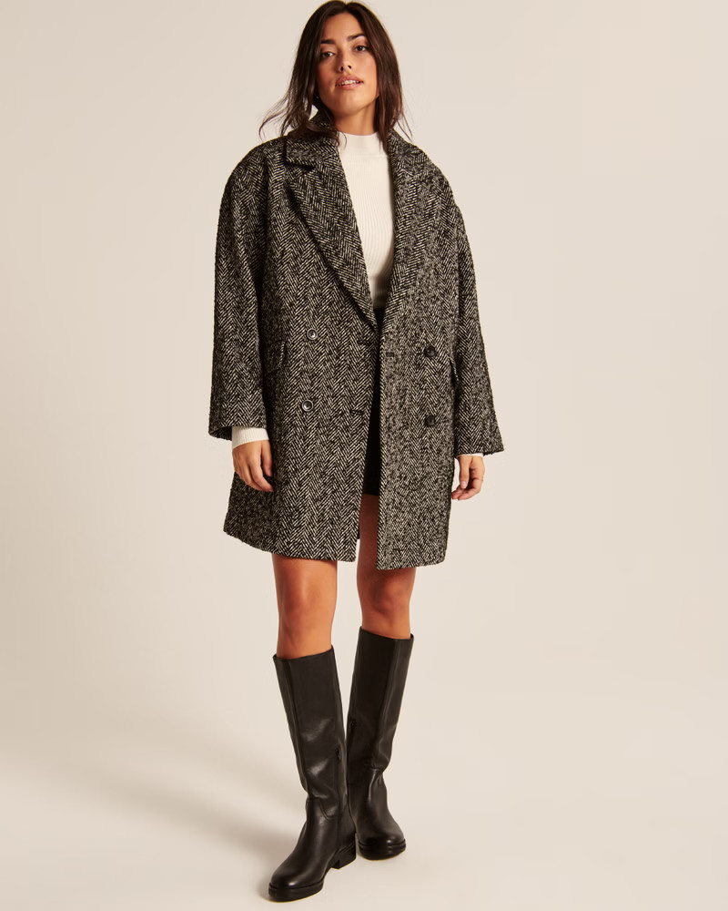 Short Textured Dad Coat | Abercrombie & Fitch (US)