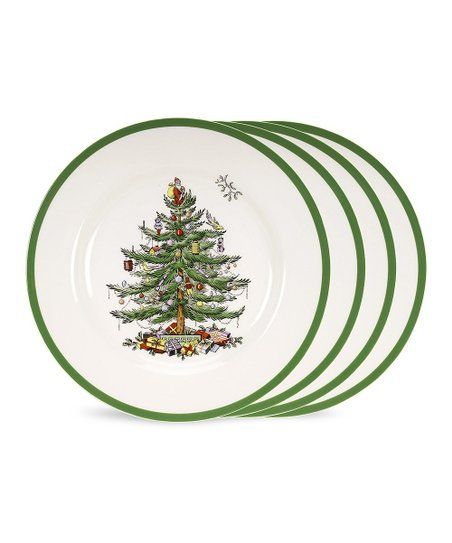 Christmas Tree Dinner Plate - Set of Four | Zulily