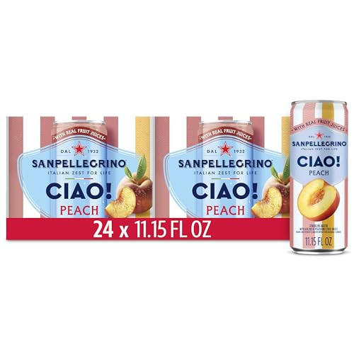 Sanpellegrino CIAO Peach Sparkling Water, Low-Calorie Italian Sparkling Water with Real Fruit Juices, 0g Added Sugar, 24-Pack | Amazon (US)