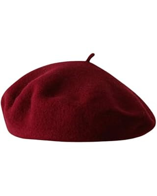 Women French Wool Beret Hats - Solid Color Classic Beanie Winter Cap | Amazon (US)
