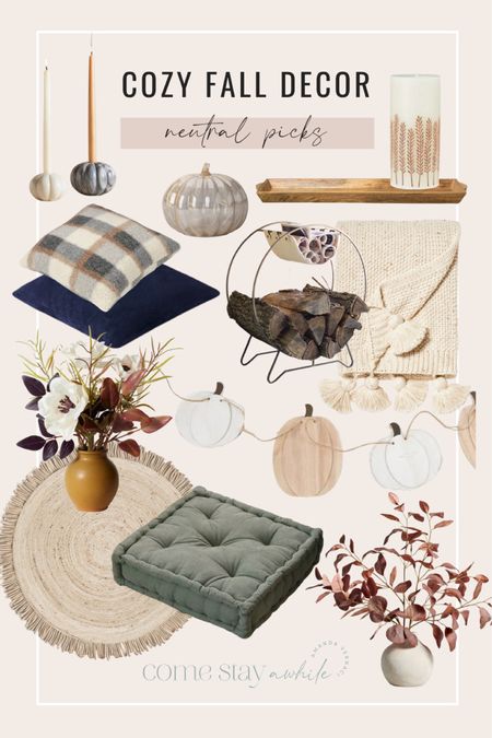 Cozy neutral fall decor! Creamy warm tones for fall days. Living room and entryway pumpkin and candle table styling items for autumn  

#LTKunder50 #LTKhome