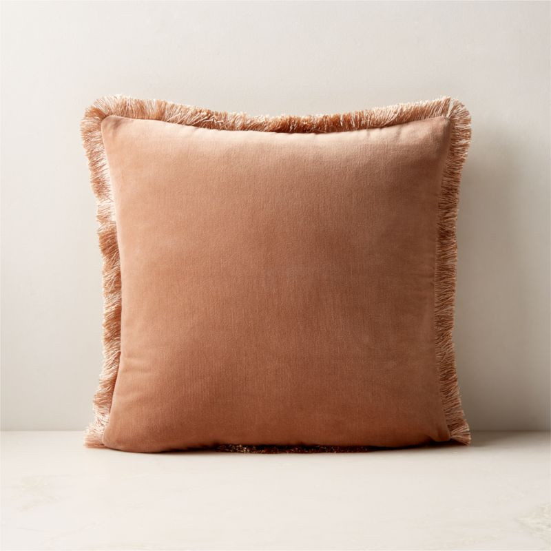 Bettie Light Brown Velvet Throw Pillow Cover 18" + Reviews | CB2 | CB2
