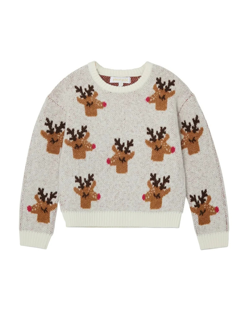 Planet Gold Girls Bow Print Ombre Sweater, Sizes 12M-18 | Walmart (US)