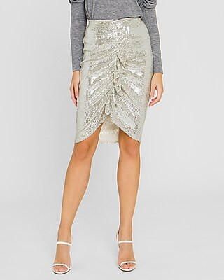 Endless Rose High Waisted Sequin Ruffle Front Skirt | Express