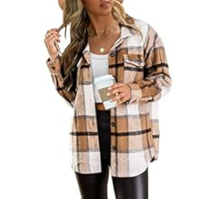 AUTOMET Womens Casual Plaid Shacket Button Down Long Sleeve Shirt | Amazon (US)