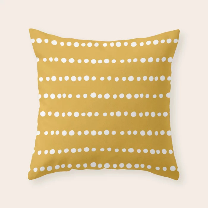 Spotted, Mudcloth, Mustard Yellow, Boho Prints Throw Pillow | Society6
