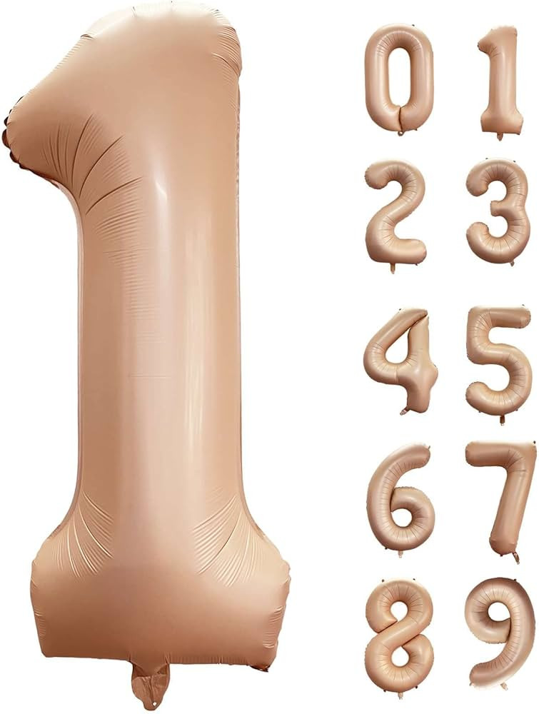 40 Inch Caramel Number 1 Balloon Large Size Jumbo Digit Mylar Foil Retro Apricot Beige Helium Bal... | Amazon (US)