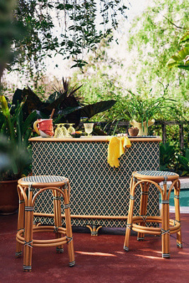 Coastal Indoor/Outdoor Rattan Bar Cabinet | Anthropologie (US)