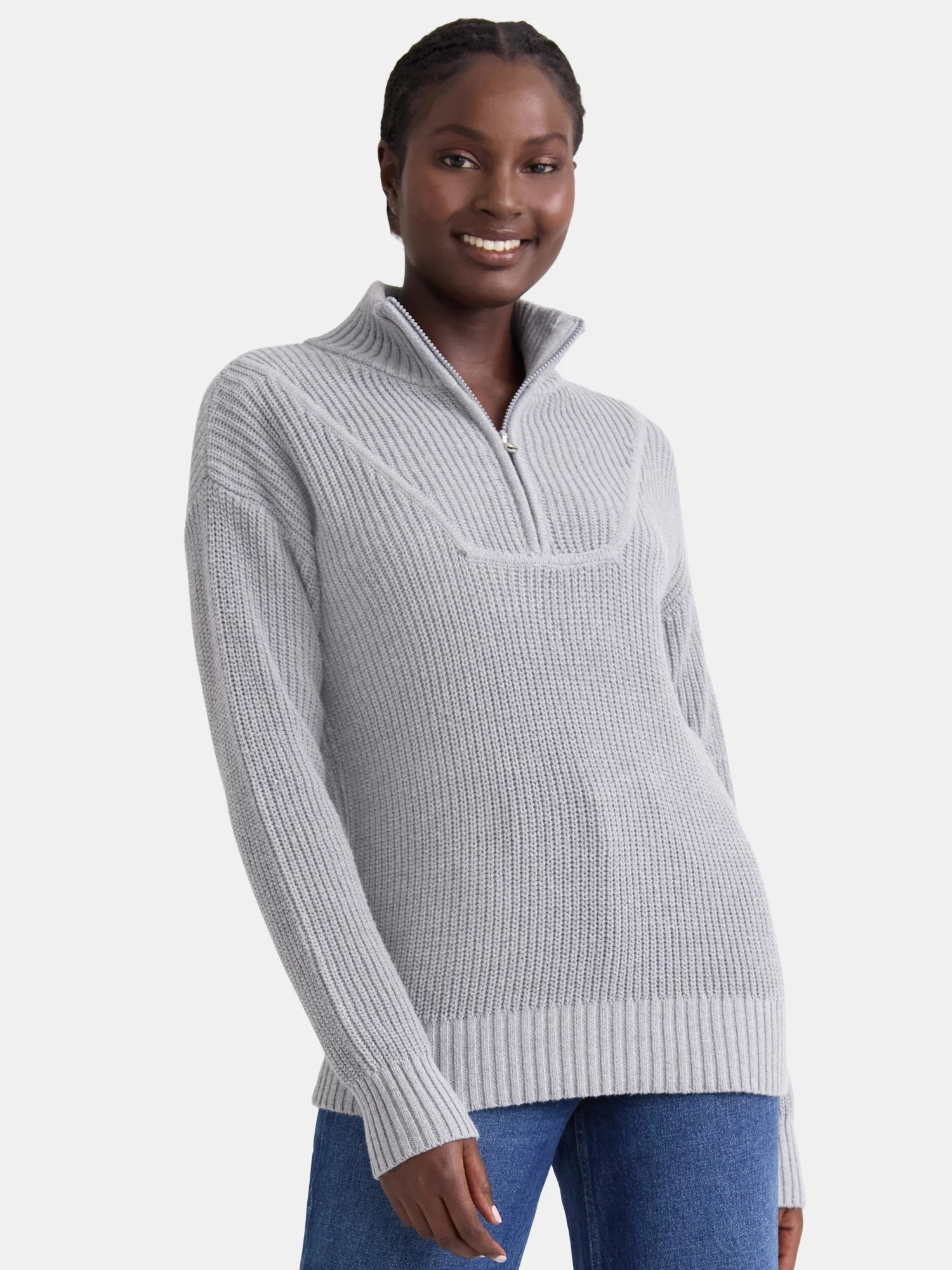 Time and Tru Women's Half Zip Pullover Sweater, Midweight, Sizes XS-XXXL | Walmart (US)