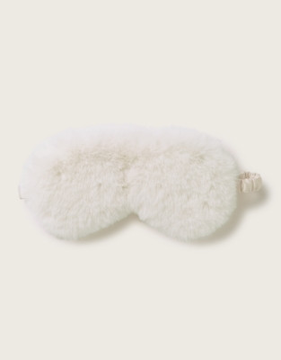 The White Company Faux Fur Sleep Eye Mask, Ivory, Size: One Size | The White Company UK & ROW