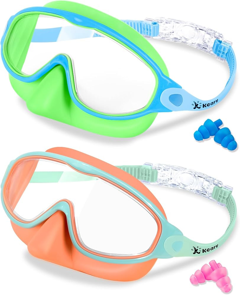 Keary 2 Pack Kids Swim Goggles with Nose Cover for 3-12 Anti-UV Anti-Fog Pool Water Swimming Gogg... | Amazon (US)