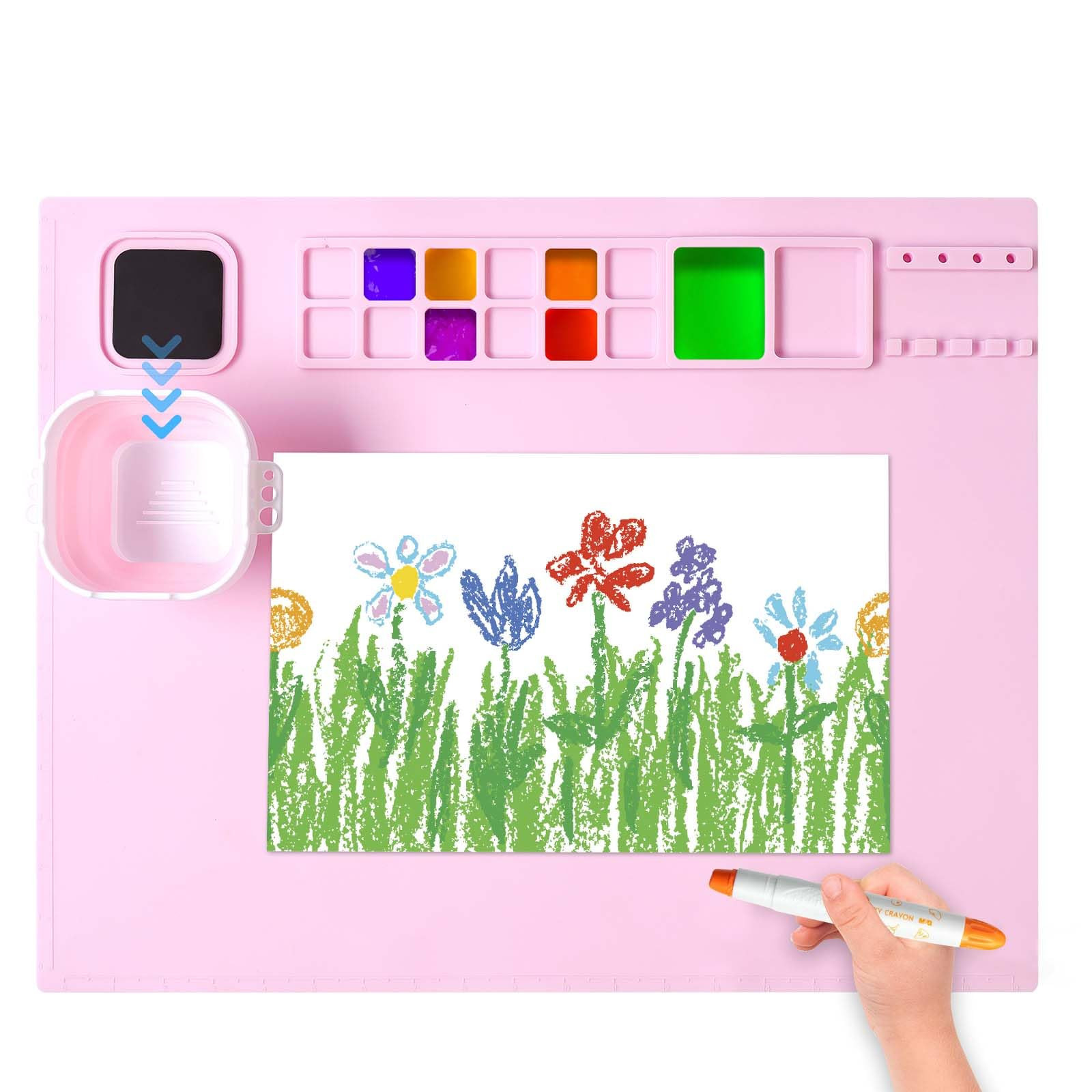 AWOKE Silicone Painting Mat for Table Protection - 20"X16" Washable Art Mat with 1 Water Cup for ... | Amazon (US)