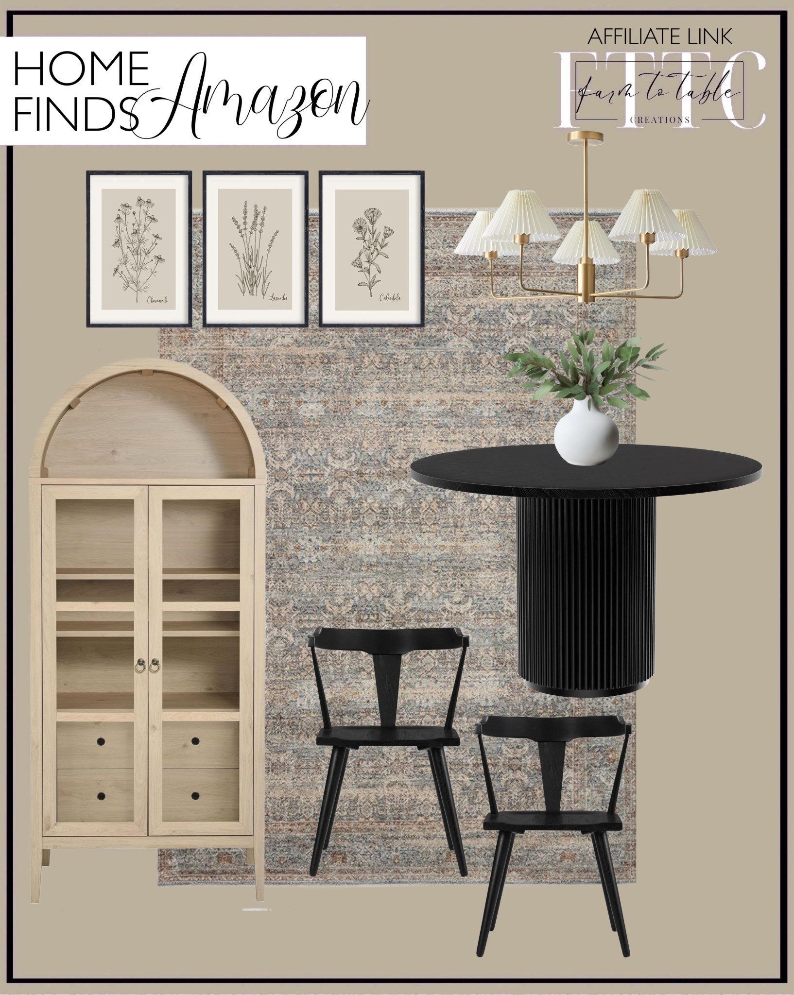 Amazon Home Finds. Follow @farmtotablecreations on Instagram for more inspiration.

Loloi Angela Rose Blake Collection BLA-02 Ocean/Mocha. Modway Nolan Modern Farmhouse 71 Inch Tall Arched Storage Display Cabinet in Light Oak Wood Grain - 4-Tier Bookcase with Glass Doors and Shelves - Arch Accent Cabinet for Living Room. Poly and Bark Enzo dining chair. Round Dining Table for 4, Modern Farmhouse Kitchen Table Black, 47 Inch Pedestal Circle Dining Tables with Solid Wood Strip Base for Kitchen. Lighting 5-Lights White Pleated Fabric Pendant Light Mid Century Modern Brushed Gold Sputnik Chandelier. 3 Pack Faux Artificial Eucalyptus Stems with Faux Seeds. Set Of 3 Vintage Antique Garden Wildflowers Wall Art Decor. 

Amazon Big Spring Deals | Dining Room | Curated Entryway | Spring Decor | End of Year Clearance | Trending Decor | Viral Decor | Amazon Holiday | Bedroom corner | Coffee Table Decor | Neutral Decor | Fall Stem Sale | Target Finds | Skinny Bench | Bedroom | Living Room | Breakfast Nook | Amazon Home | Target Sale | Loloi Rugs | Magnolia Home | console table | console table styling | faux stems | entryway space | front porch decor | neutral decor | entryway decor | cozy home | affordable decor |  home decor | home inspiration | console styling | entryway rug | cozy moody home | moody home decor | neutral home | bathroom decor | living room


#LTKHome #LTKSaleAlert #LTKFindsUnder50