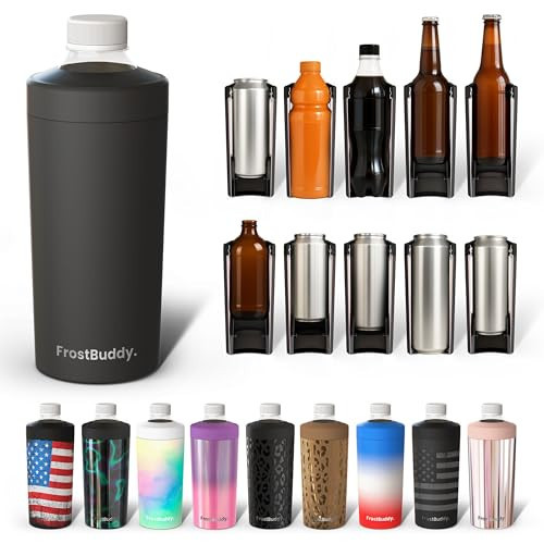 Universal Buddy XL Can Cooler by Frost Buddy - Fits 12-ounce, 16-ounce, 20-ounce, and 24-ounce Cans and Bottles - Keep Your Drinks Refreshingly Chilled for over 12 hours. (Black) | Amazon (US)