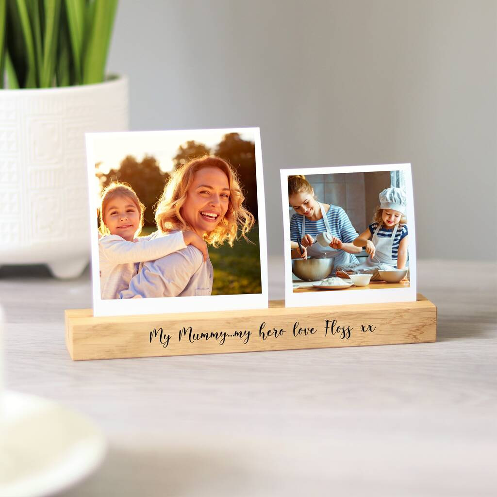 Personalised Solid Oak Photo Block With Prints – Mother’s Day Gift | Not On The High Street