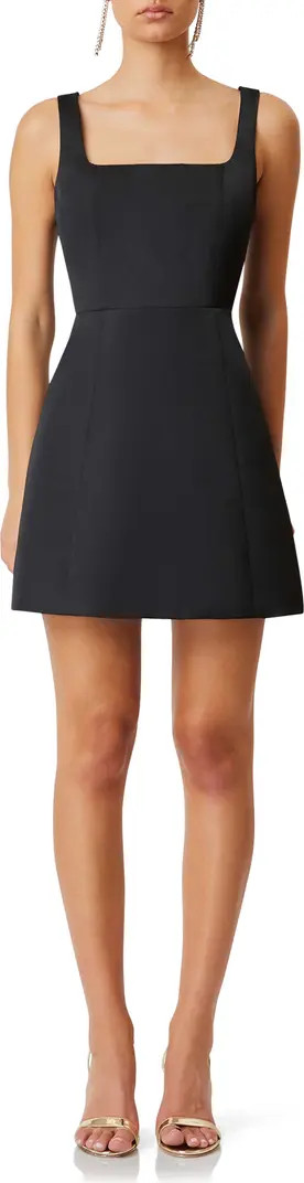 Amelie Square Neck Duchesse Satin Cocktail Minidress | Nordstrom