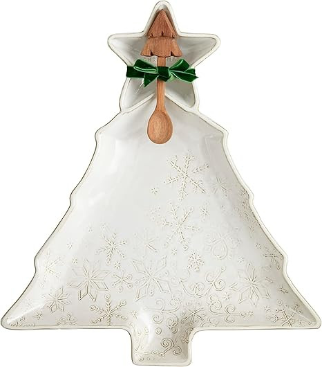 Mud Pie White Christmas Chip and Dip Set, server 14 3/4" x 13 1/4" | spoon 5 1/2" | Amazon (US)