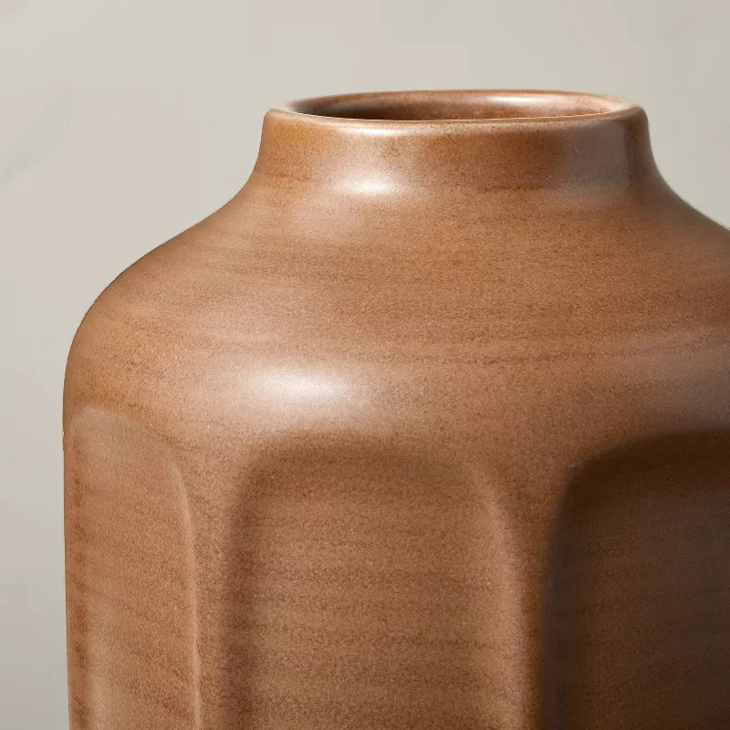 Faceted Ceramic Vase Brown - Hearth & Hand™ with Magnolia | Target