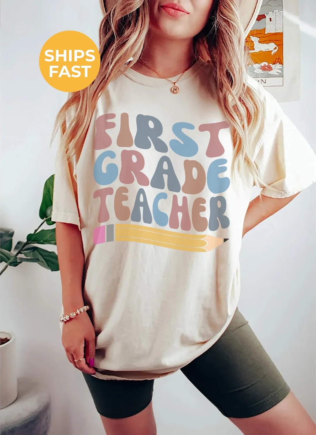 First Grade Teacher Shirt Retro Comfort Colors Teacher Shirt - Etsy | Etsy (US)