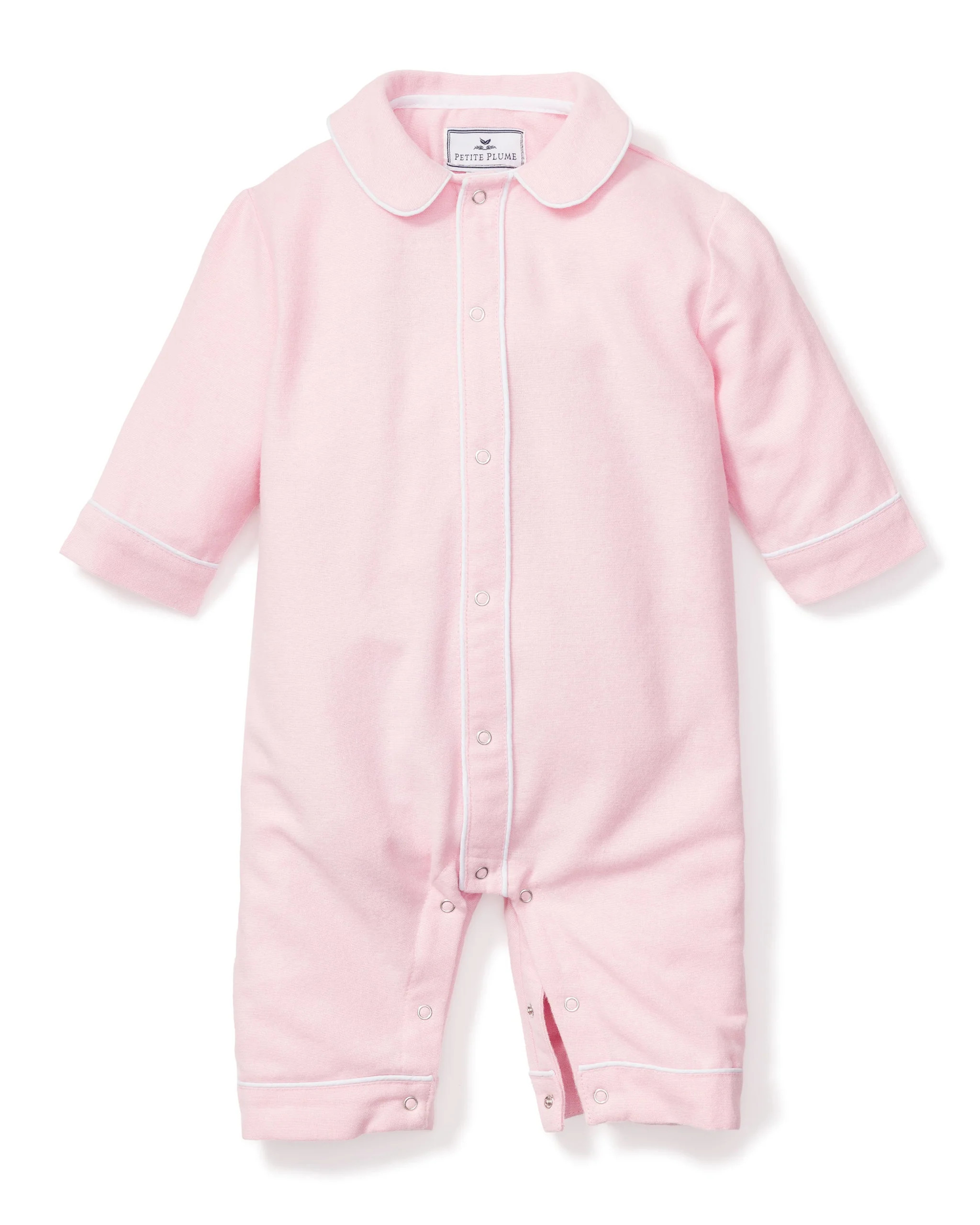 Baby's Flannel Cambridge Romper in Pink | Petite Plume