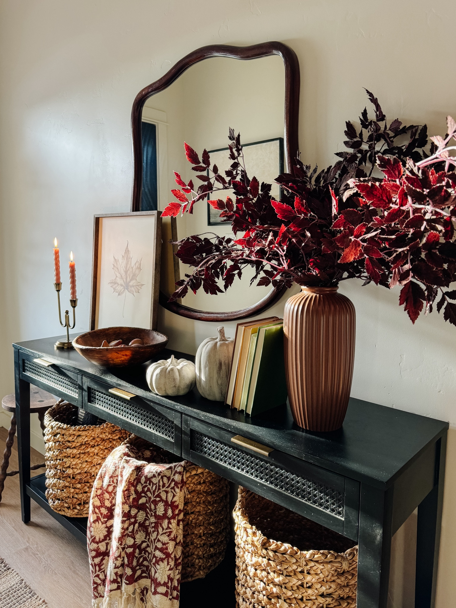 Fall entryway, fall home decor, console table styling, black target console table, studio McGee

#LTKHome #LTKSeasonal #LTKSaleAlert