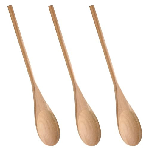 11.8 Inches Long Handle Wooden Cooking Spoon, 3Pcs Wooden Spoons for Cooking, Uncoated Natural Mixing Spoons, Kitchen Utensils for Cooking and Stirring | Amazon (US)