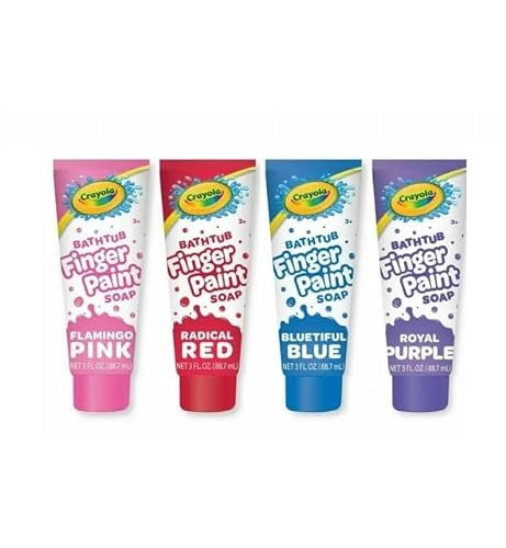 Crayola Bathtub Fingerpaint 4 Color Variety Pack, 3 Ounce Tubes (Radical Red, Flamingo Pink, Bluetiful Blue and Royal Purple) | Amazon (US)