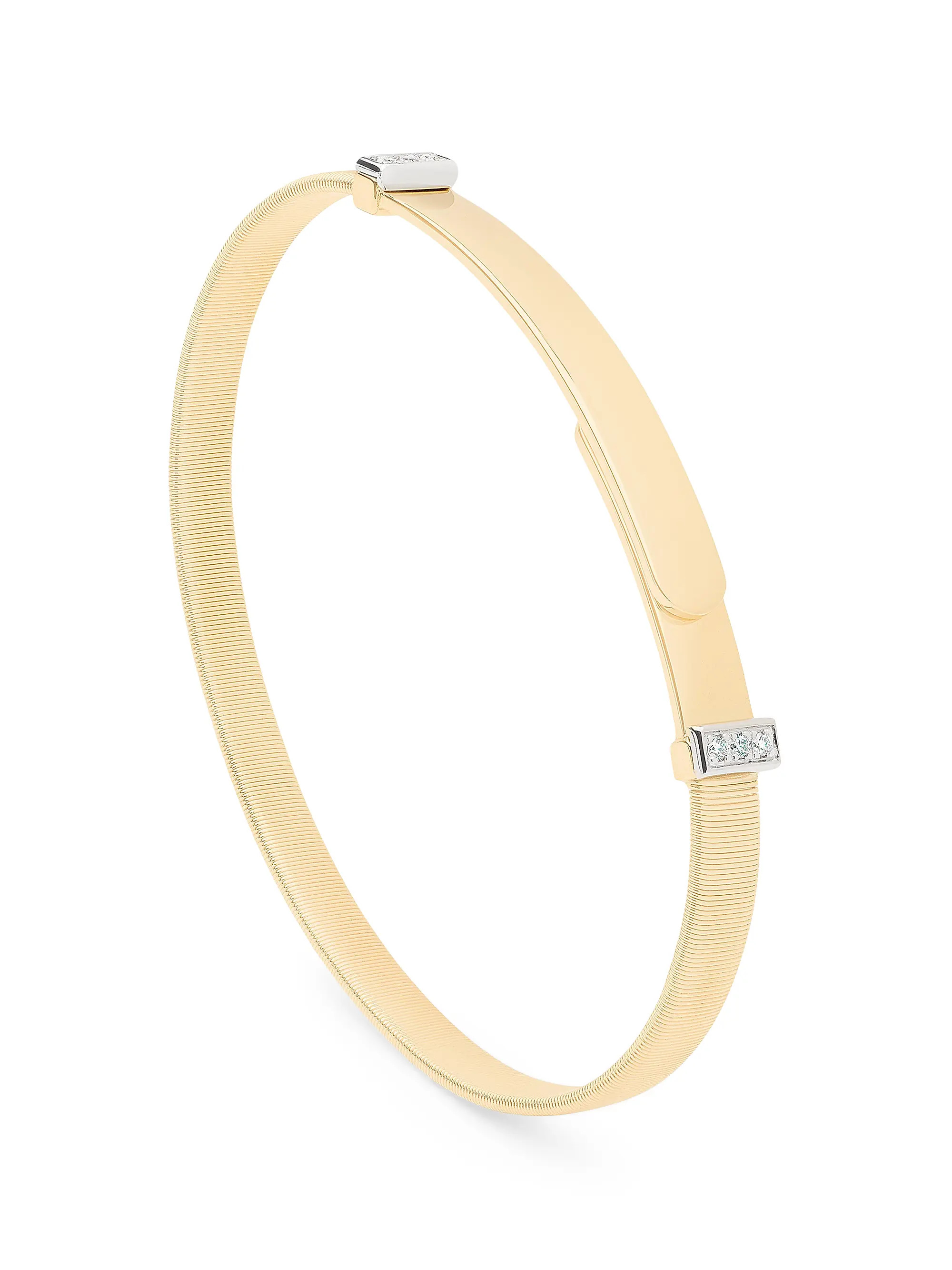 Masai Two-Tone 18K Gold & 0.06 TCW Diamond Thin Coil Bangle | Saks Fifth Avenue