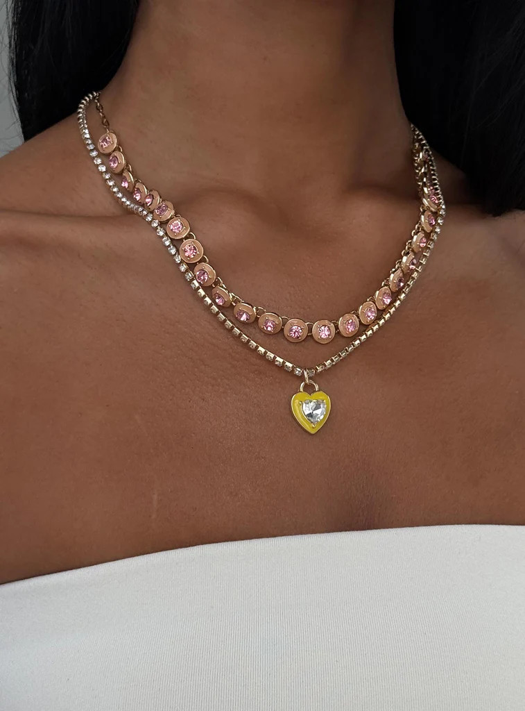 Cosetta Necklace Pack Gold / Pink | Princess Polly US