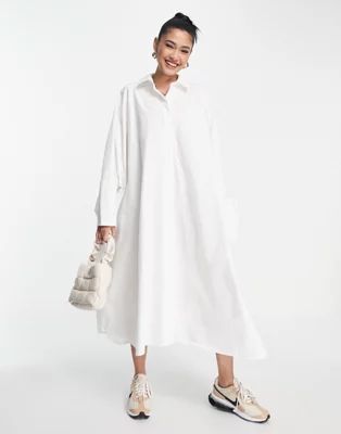 ASOS EDITION oversized midi shirt dress in white | ASOS (Global)