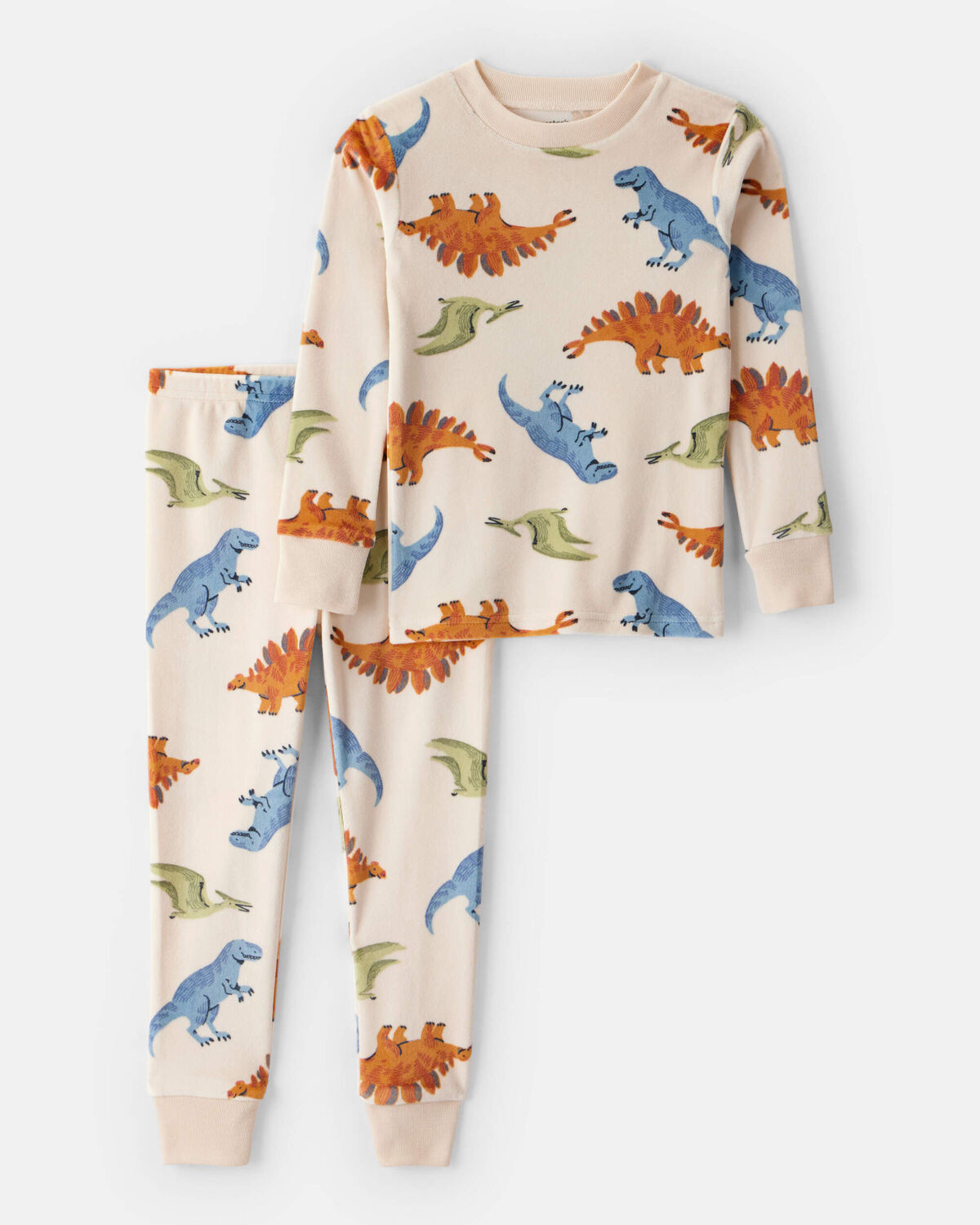 Toddler Boy Dinosaur Print DreamPlush Long-Sleeve Snug Fit 2-Piece Pajamas - Tan | Carter's Inc