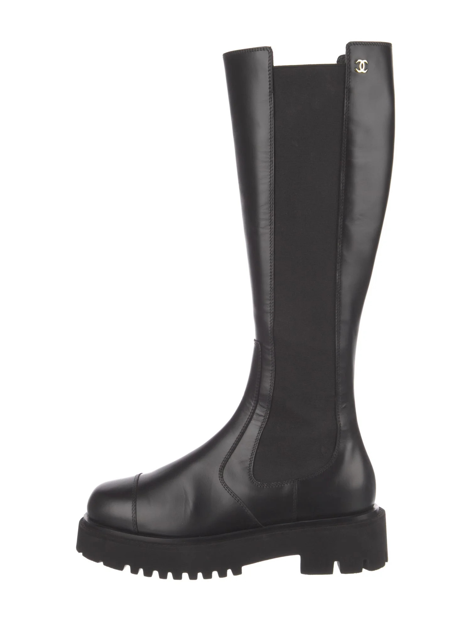 Chanel 2024 Interlocking CC Logo Riding Boots - Black Boots, Shoes - CHA1366502 | The RealReal | The RealReal