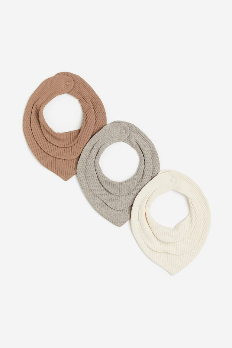 3-pack Ribbed Triangular Scarves - Natural white/taupe melange - Kids | H&M US | H&M (US + CA)