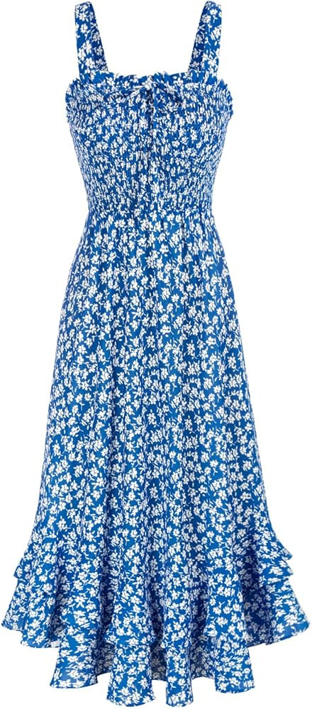 GRACE KARIN Damen langes Blumenkleid \u00c4rmellos Spaghettitr\u00e4ger Freizeitkleid B\u00f6hmis... | Amazon (DE)