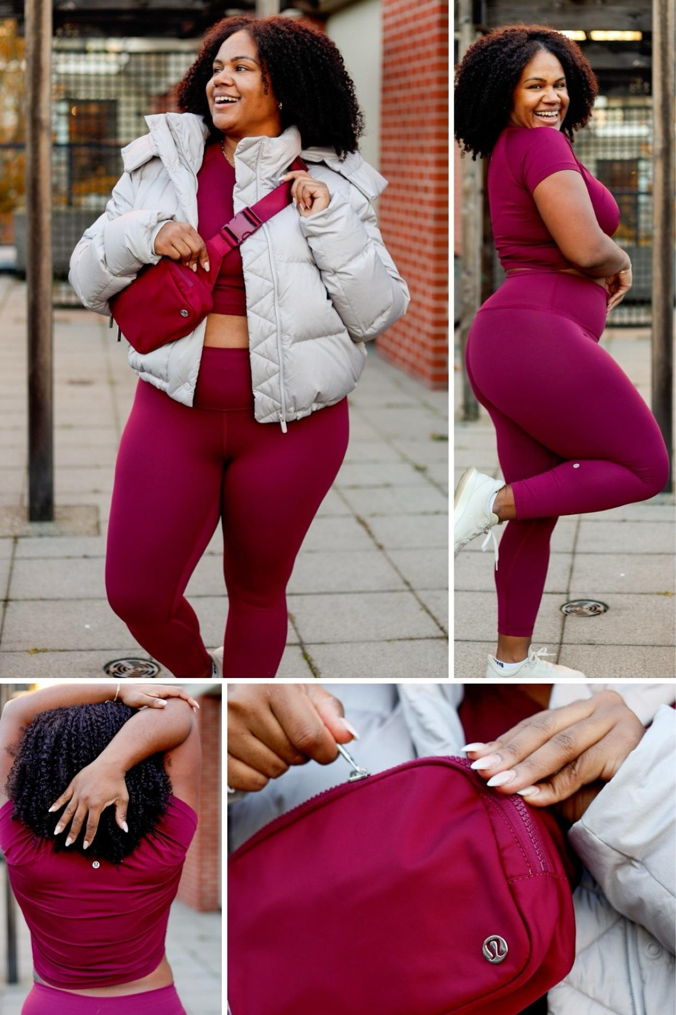 In love with this matching set in deep luxe.

This wine coloured workout set from lululemon is perfect for fall and is complimented by an ivory puffer, ivory sneakers and everywhere belt bag.

I haven’t met one person that doesn’t look STUNNING in this colour AND this colour hides sweat marks sooo well!!

I always feel slayyy on a head to toe lululemon day 👏🏾

lululemon, workout set, burgundy matching set, activewear for women, wine coloured matching set, workout outfit, cute activewear, fitness lifestyle 

#LTKmidsize #LTKfitness