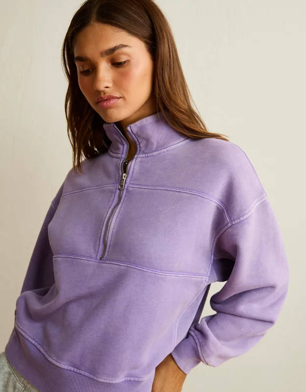 AE Everyday Luxe Quarter-Zip Sweatshirt | American Eagle Outfitters (US & CA)