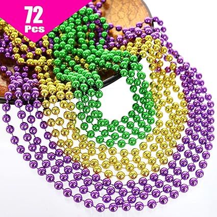 GIFTEXPRESS 72 pcs Bulk Mardi Gras Beads Necklace, 33" Multi Colors Carnival Necklaces for Christ... | Amazon (US)